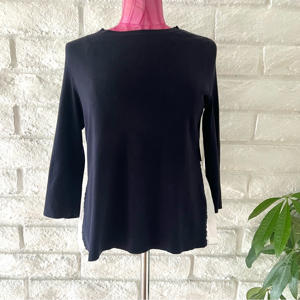 COS Navy Blue and White Blouse T-55